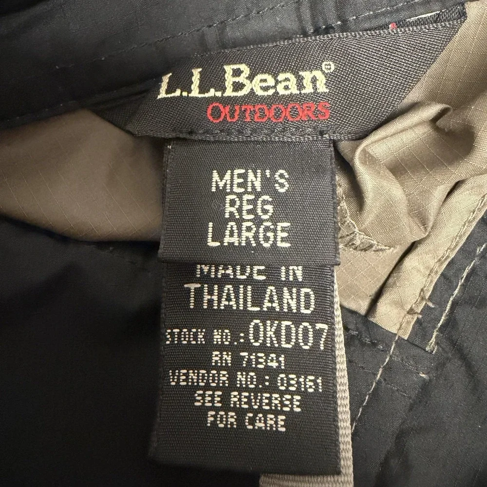 L.L. Bean Outdoors Windbreaker Jacket Men Large Brown Black Full Zip Lightweight - Picture 6 of 8